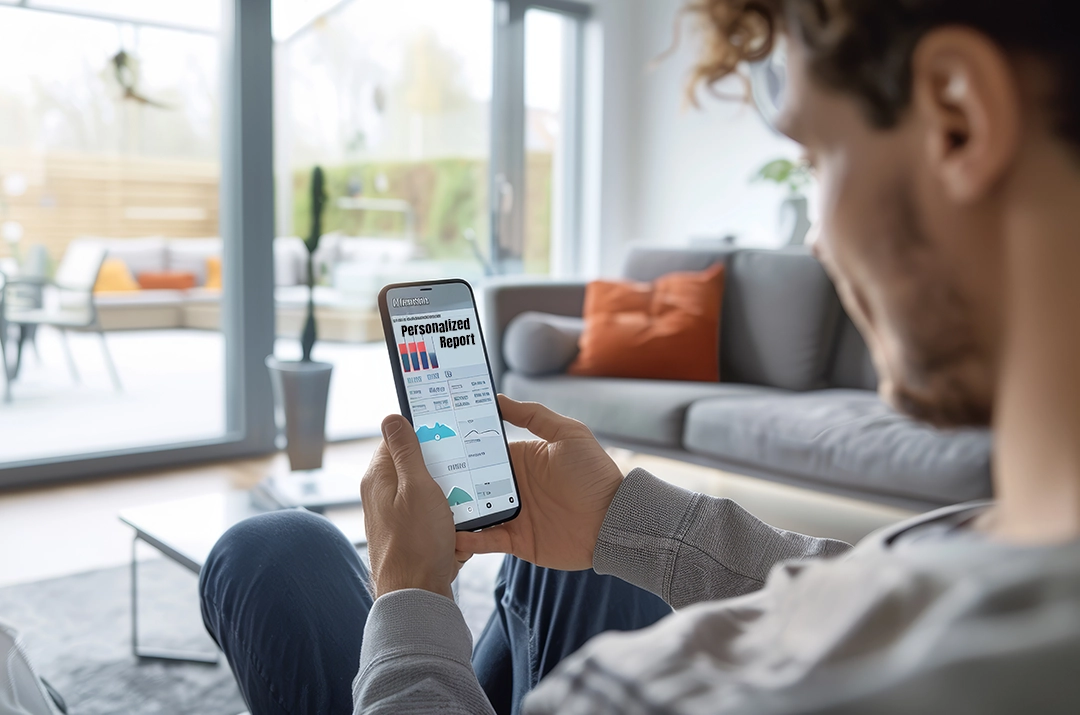 Man reading personalized health metrics report